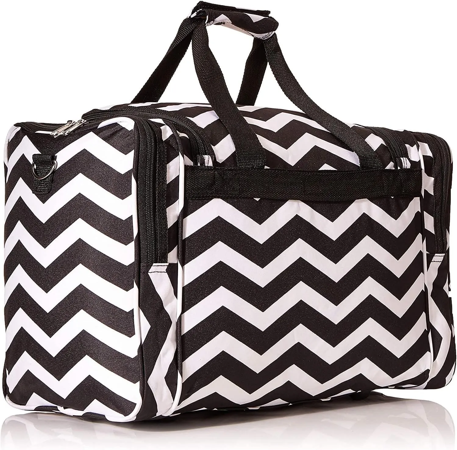 World Traveler 81T16-165B/W Duffle Bag, One Size, Black White Chevron