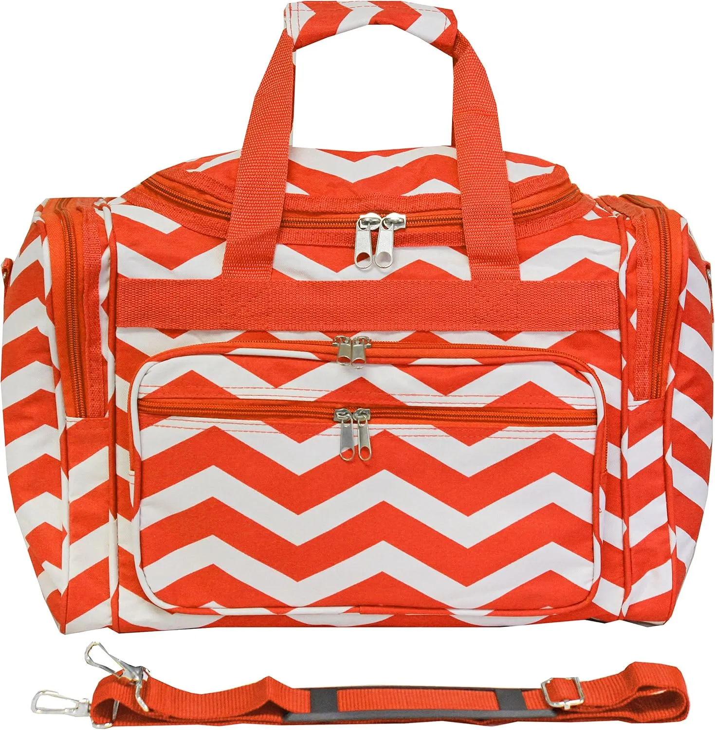 World Traveler 81T16-165OR/W Duffle Bag, One Size, Orange White Chevron