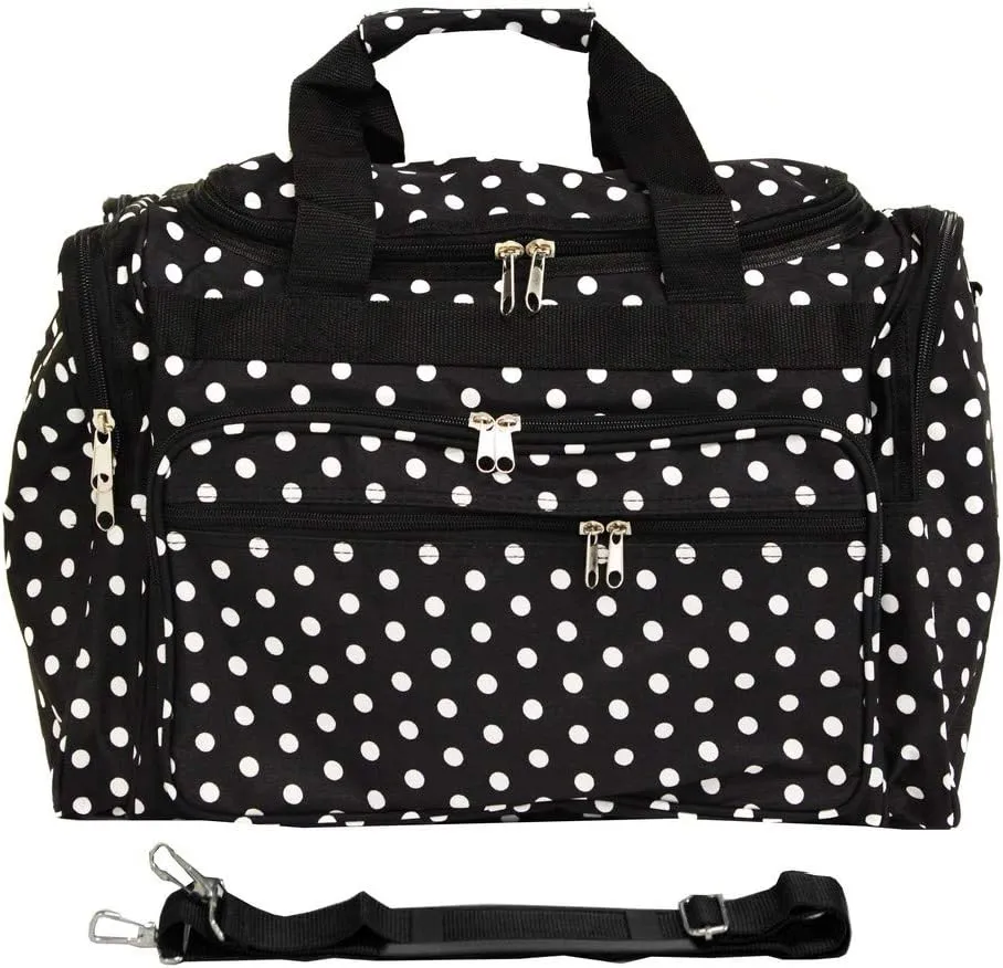 World Traveler 81T16-504 Duffle Bag, One Size, Black White Dot