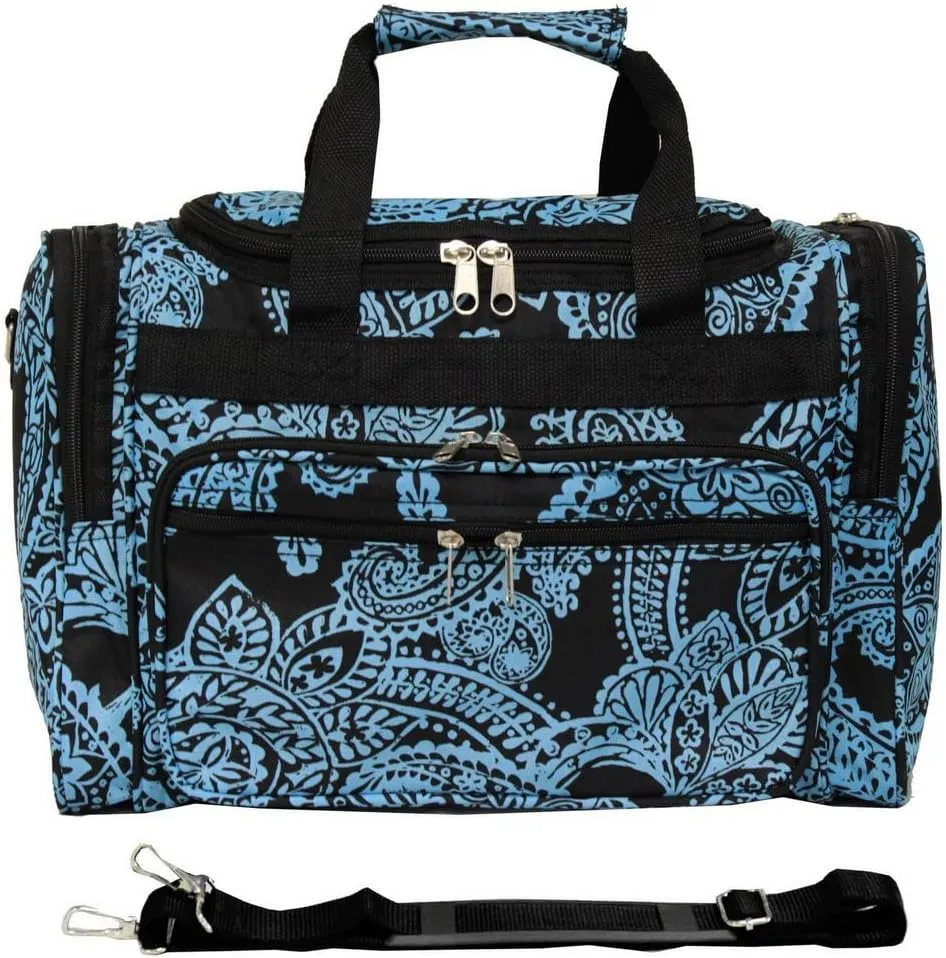World Traveler 81T16-642 Duffle Bag, One Size, Black Blue Paisley