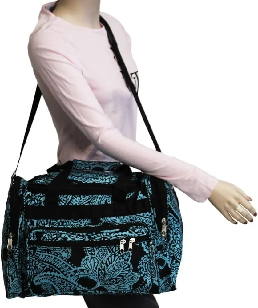 World Traveler 81T16-642 Duffle Bag, One Size, Black Blue Paisley