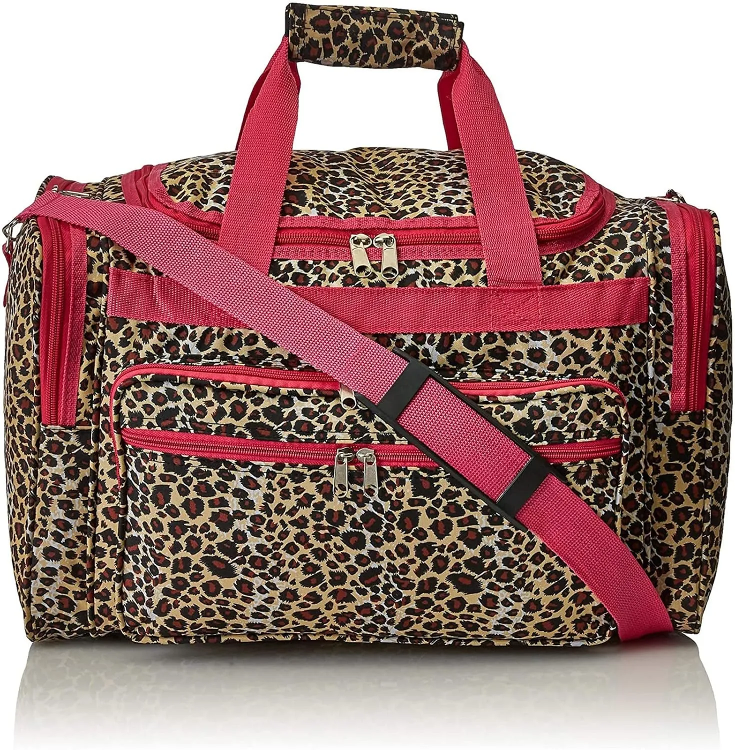 World Traveler Animal Prints 19-inch Duffel Bag, Pink Trim Leopa