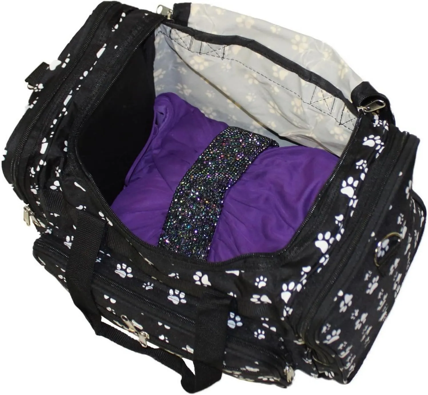 World Traveler Feel Good Prints 19-inch Duffel Bag, Black White Paw