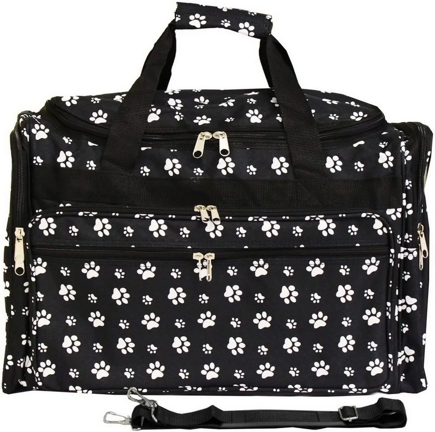 World Traveler Feel Good Prints 19-inch Duffel Bag, Black White Paw