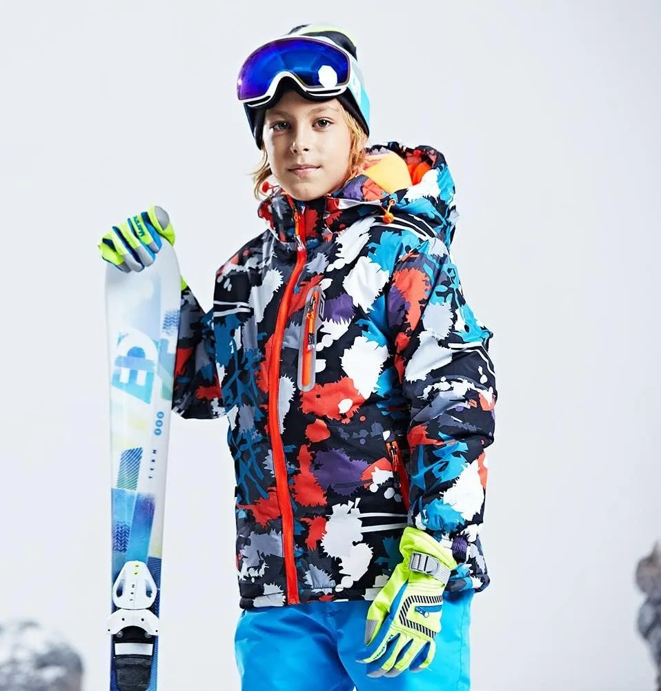 WOWULOVELY Girls Boy's Winter Ski Jackets Waterproof Kids Snowboarding Jacket Snow Coat Thicken Warm Hooded Ski Jacket