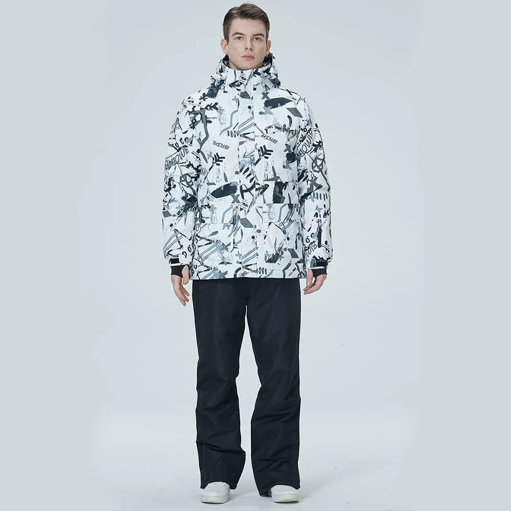 WOWULOVELY Men's Winter Snowsuit Waterproof Windproof Mountain Jacket and Pant Sets Insulated Snowboarding Skisuit