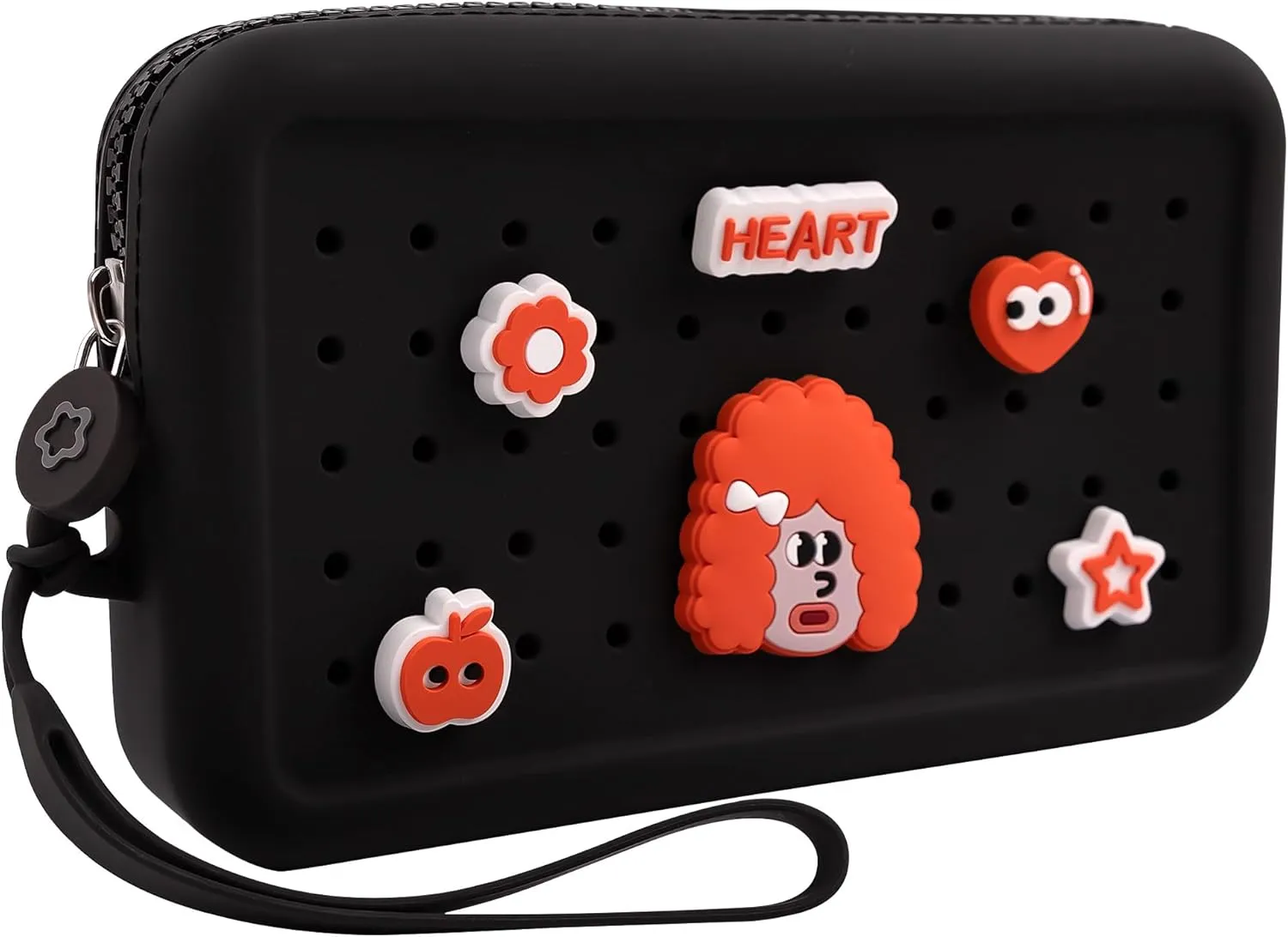 Wristlet Wallets with Charms DIY Portable Clutch Zip Silicone Purse Large Capacity Organizer