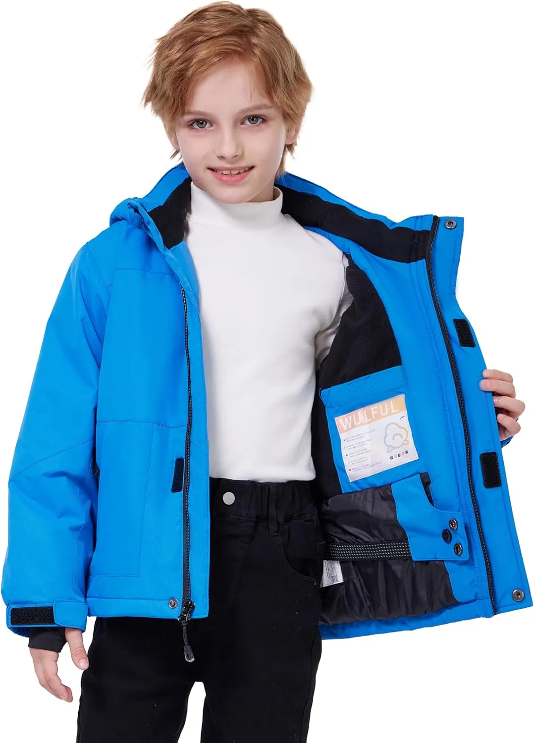 WULFUL Boy's Waterproof Ski Jacket Kids Winter Snow Coat Outdoor