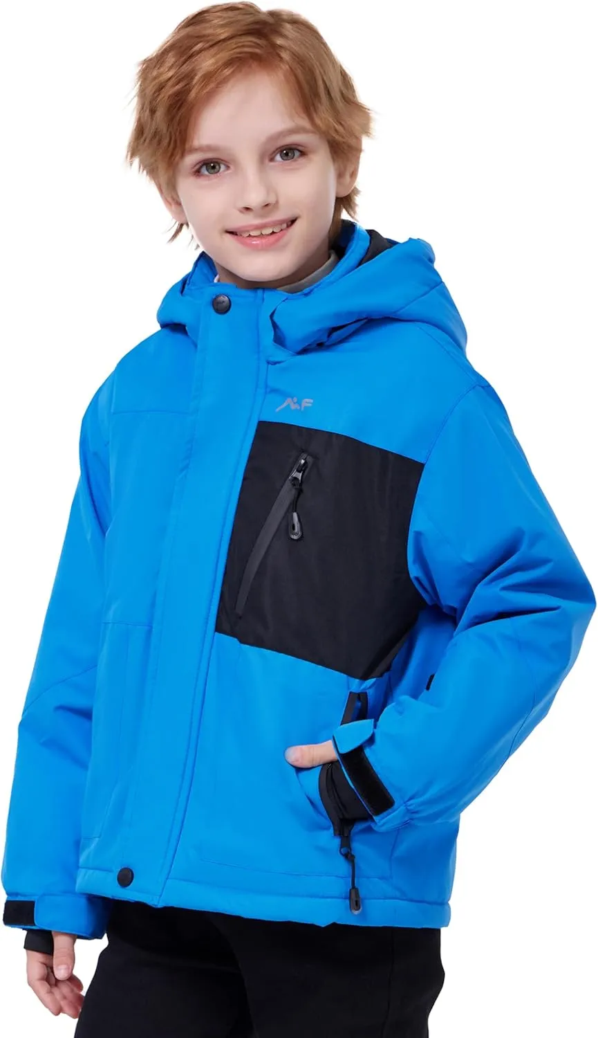 WULFUL Boy's Waterproof Ski Jacket Kids Winter Snow Coat Outdoor