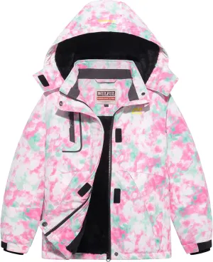 WULFUL Girl's Waterproof Ski Jacket Warm Fleece Hooded Winter Snow Coat