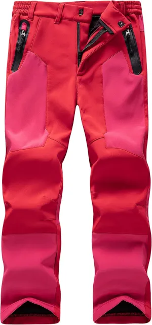 WULFUL Kids Waterproof Snow Ski Pants Boys Girls Outdoor Winter Fleece Hiking Insulated Snowboard Pants