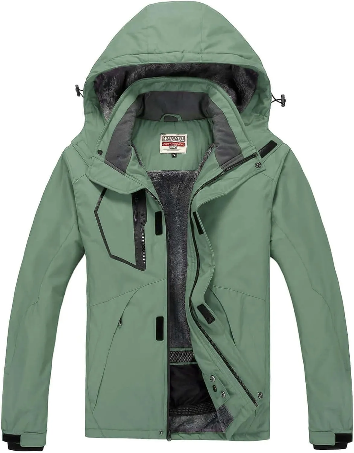 WULFUL Men's Waterproof Ski Jacket Warm Winter Snow Coat Mountain Windbreaker