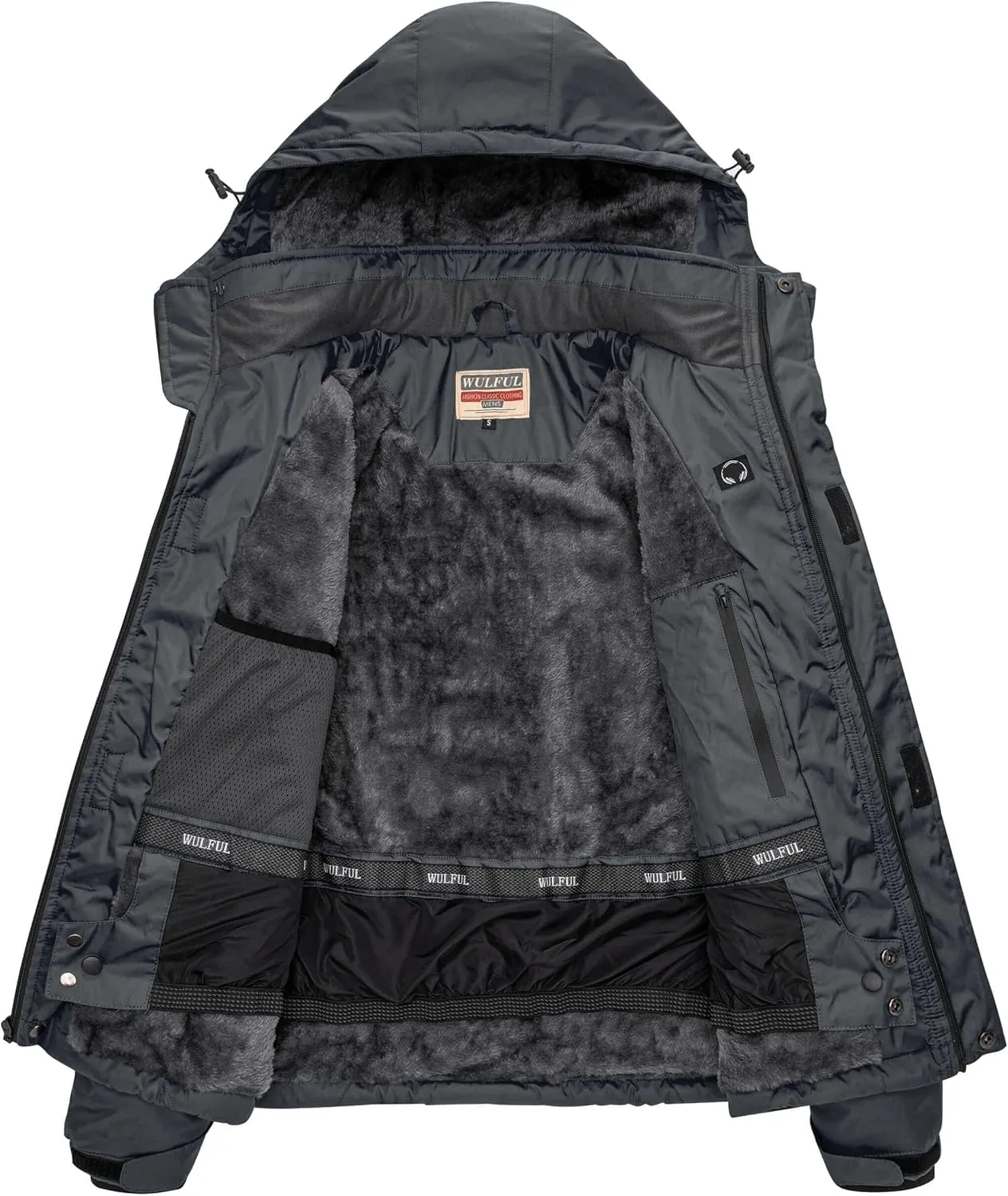 WULFUL Men's Waterproof Ski Jacket Warm Winter Snow Coat Mountain Windbreaker