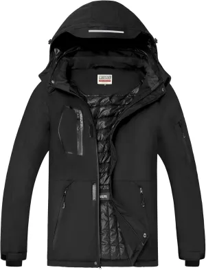 WULFUL Men's Waterproof Ski Jacket Warm Winter Snow Coat Mountain Windbreaker
