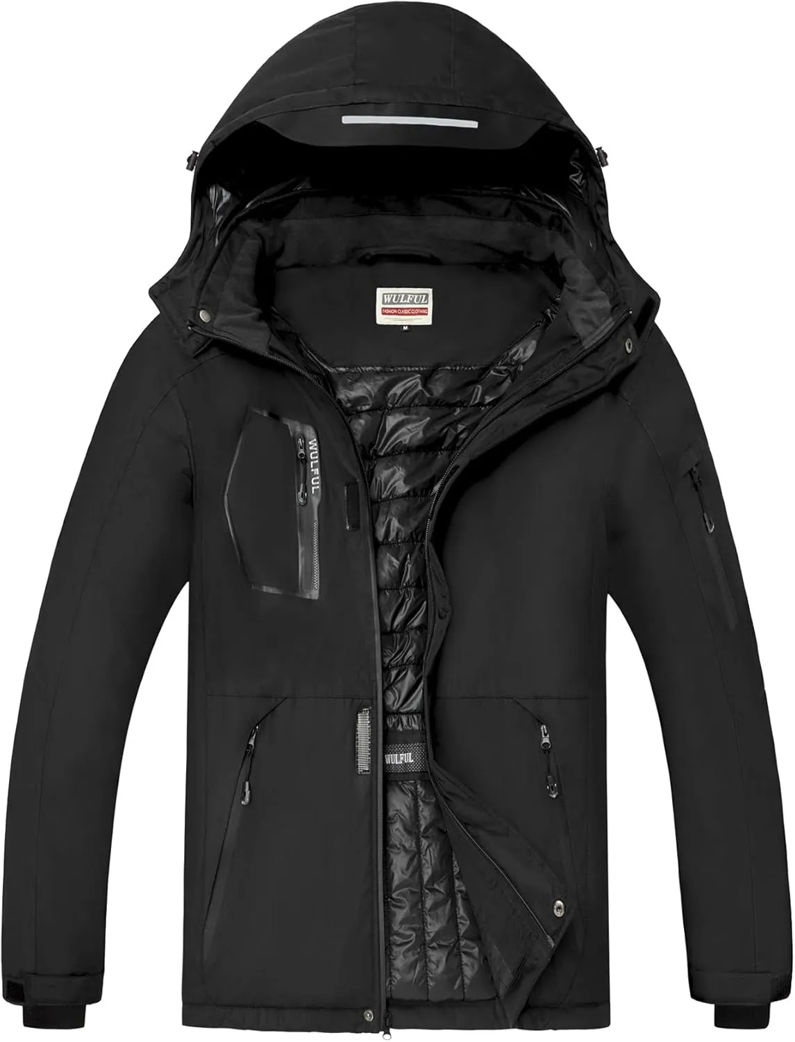 WULFUL Men's Waterproof Ski Jacket Warm Winter Snow Coat Mountain Windbreaker