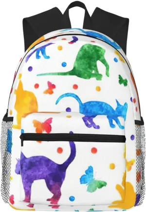 WURTON Butterfly Polka Dot And Cat Print Backpacks Casual,Pacious Compartments,Work,Travel,Outdoor Activities Unisex Daypacks