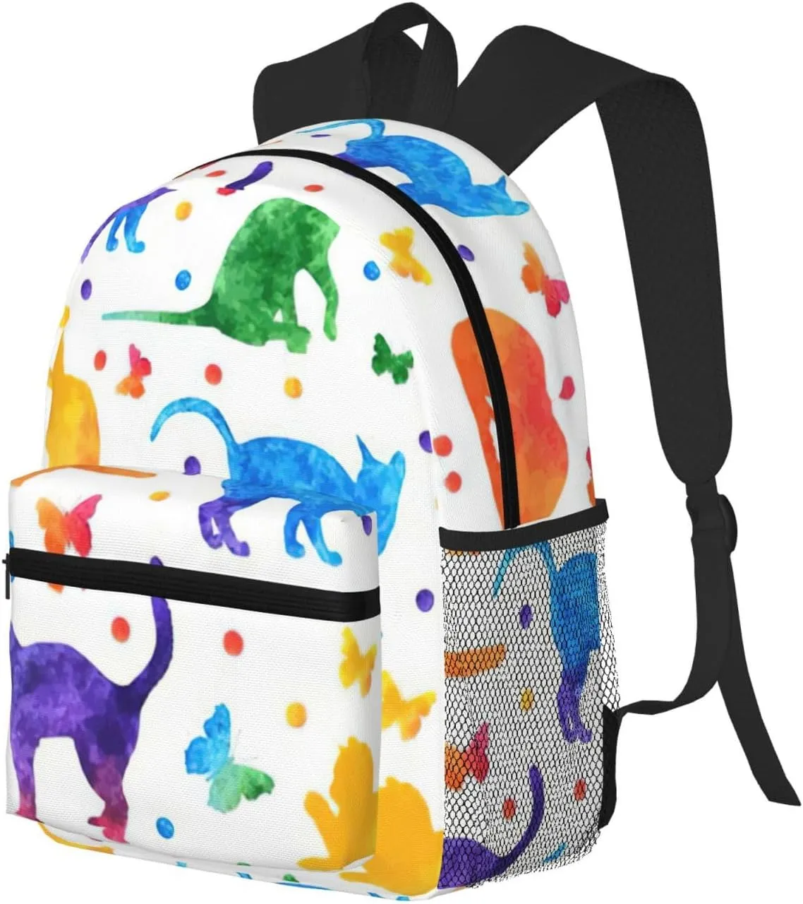 WURTON Butterfly Polka Dot And Cat Print Backpacks Casual,Pacious Compartments,Work,Travel,Outdoor Activities Unisex Daypacks