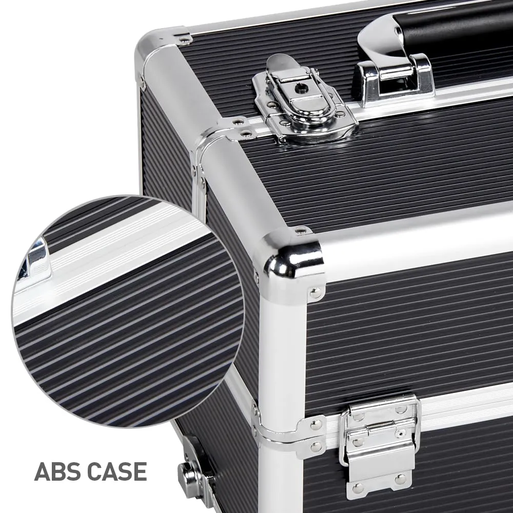 Yaheetech Professional Makeup Train Case 4 in 1 Rolling Cosmetic Trolley Makeup Case Organizer Makeup Travel Case, with 4 Detachable Removable Wheels, Black