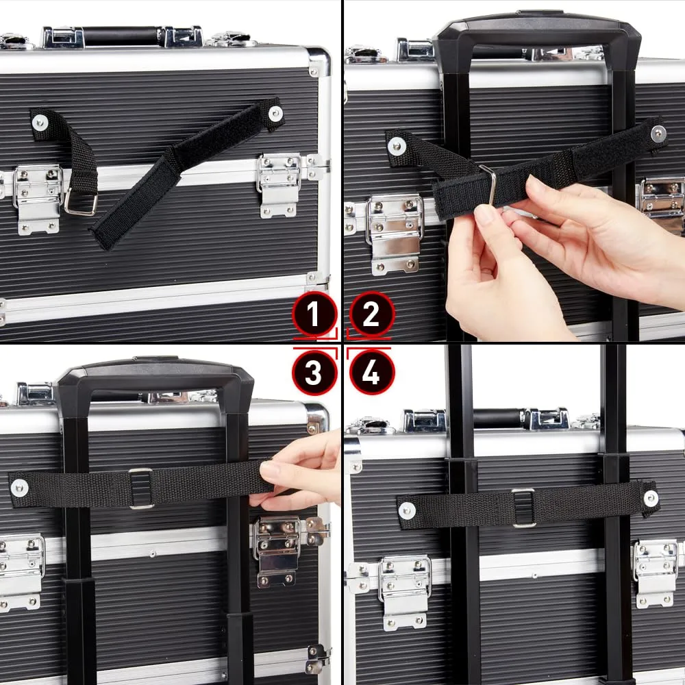 Yaheetech Professional Makeup Train Case 4 in 1 Rolling Cosmetic Trolley Makeup Case Organizer Makeup Travel Case, with 4 Detachable Removable Wheels, Black
