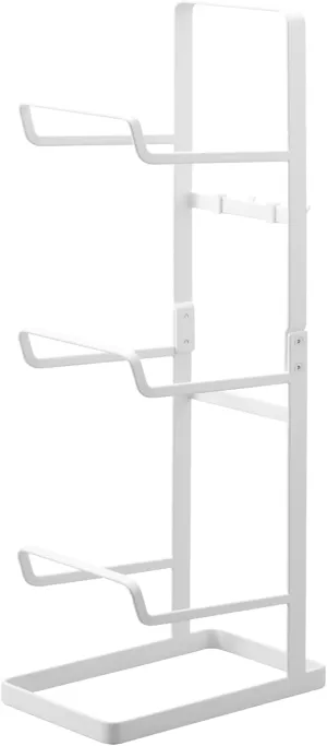 Yamazaki Home Tower Steel Storage Rack For Yoga Mats & Foam Rollers - Includes Hooks For Fitness Accessories - Steel