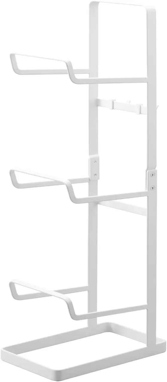 Yamazaki Home Tower Steel Storage Rack For Yoga Mats & Foam Rollers - Includes Hooks For Fitness Accessories - Steel
