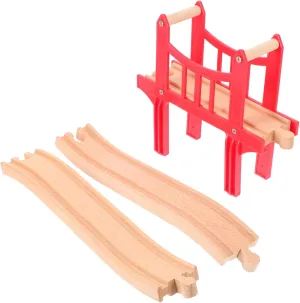 Yardwe 1set Wooden Train Track Bridge Expansion Train Bridge Accessories for Toy Railway and Curved Tracks Develops Motor Skills