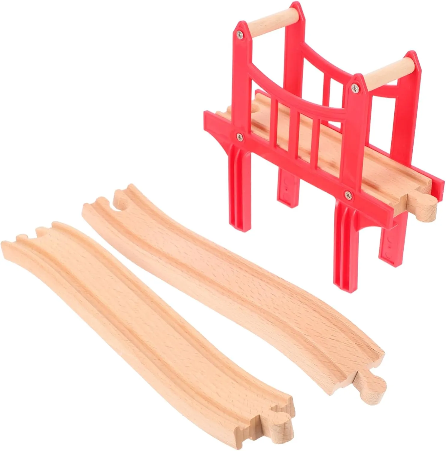 Yardwe 1set Wooden Train Track Bridge Expansion Train Bridge Accessories for Toy Railway and Curved Tracks Develops Motor Skills