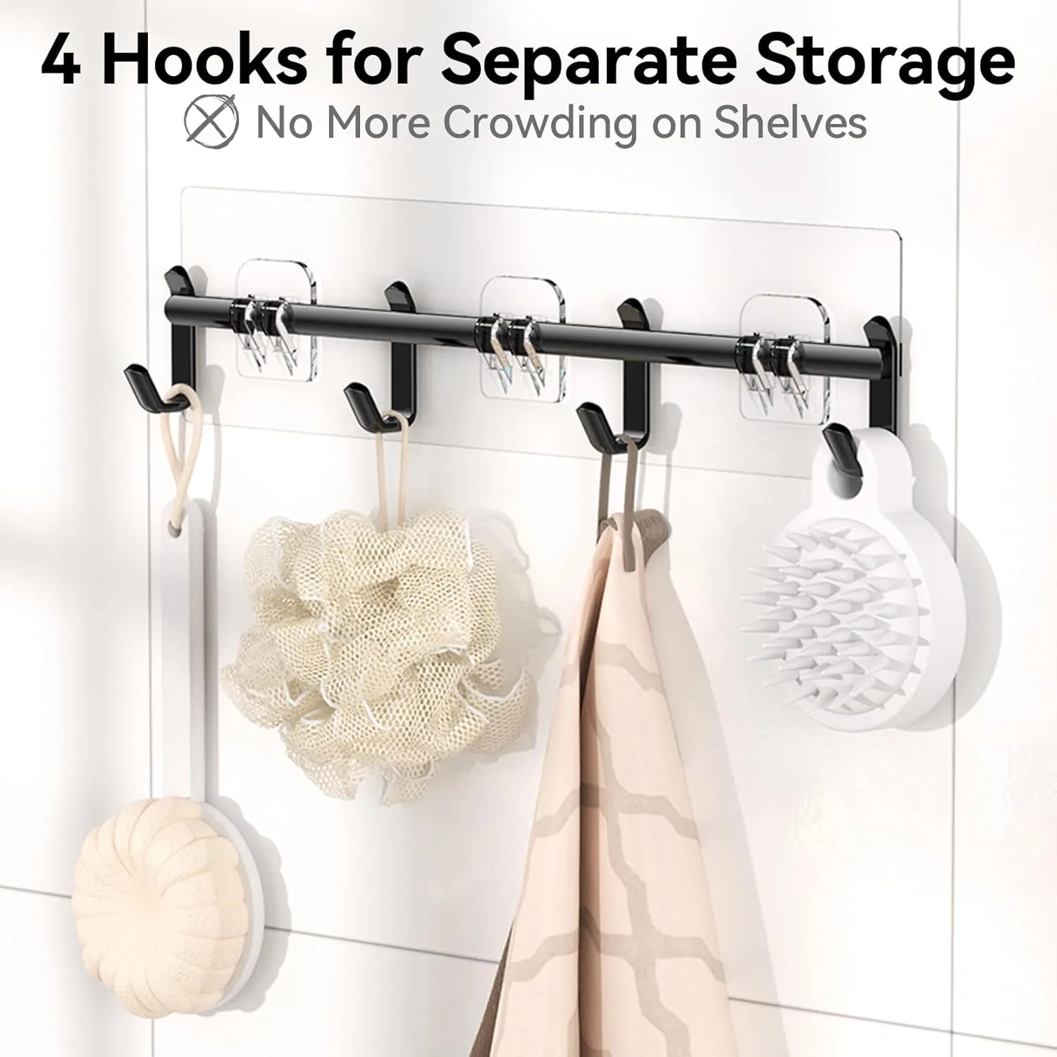 YASONIC Shower Caddy, 6 Pack Large Capacity shower Organizer with Soap Holder and 12 Hooks, Rustproof Shower Shelves for Inside Shower, No Drilling&Sleek Bathroom Organizers and Storage