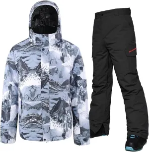 YEEFINE Men's Ski Suit Waterproof Snowsuit Winter Ski Jacket and Pants Set Outdoor Warm Snow Snowboard Suit