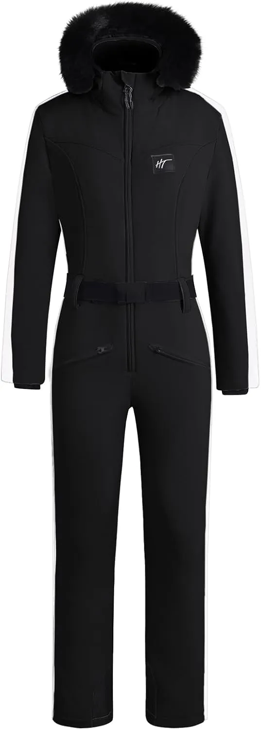 YEEFINE Women's One Piece Ski Suit Waterproof Snowsuits Snowboard Suit Onesies Jumpsuits Winter Outdoor Snow Suits