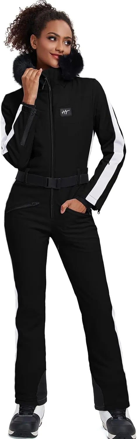 YEEFINE Women's One Piece Ski Suit Waterproof Snowsuits Snowboard Suit Onesies Jumpsuits Winter Outdoor Snow Suits