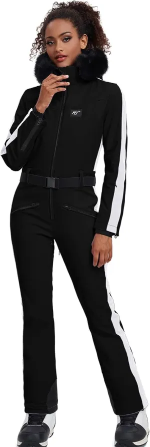 YEEFINE Women's One Piece Ski Suit Waterproof Snowsuits Snowboard Suit Onesies Jumpsuits Winter Outdoor Snow Suits