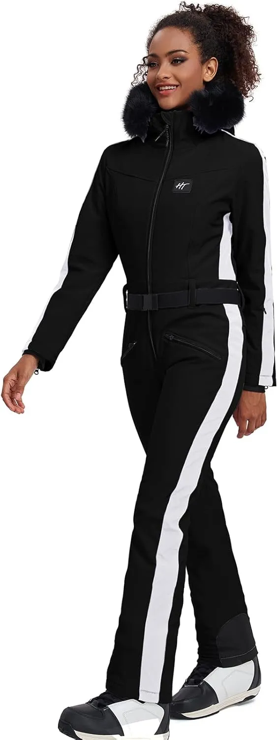 YEEFINE Women's One Piece Ski Suit Waterproof Snowsuits Snowboard Suit Onesies Jumpsuits Winter Outdoor Snow Suits