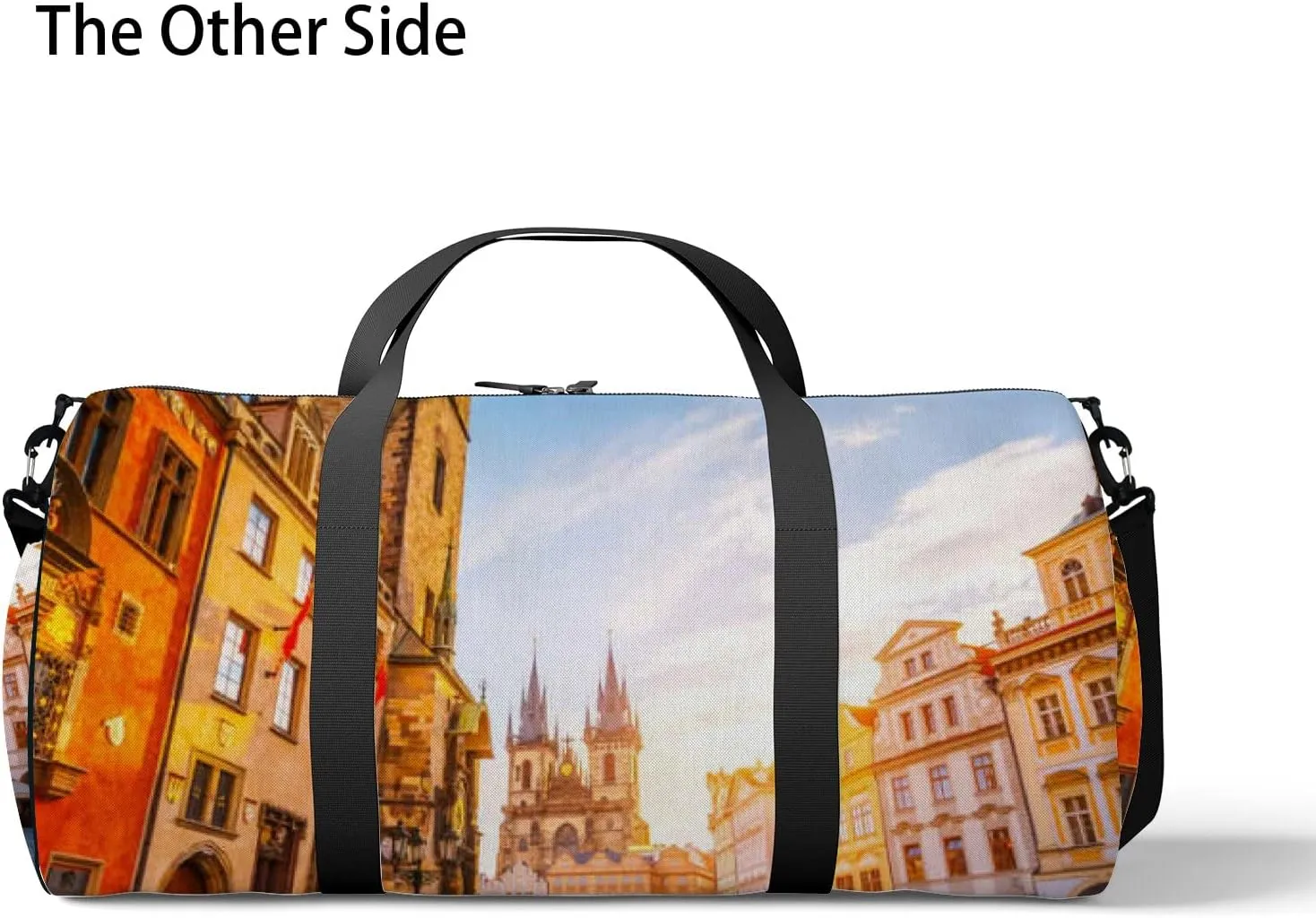 Yellow Fantastic View Town Hall Temple Sports Bag Tote Bag Waterproof Gym Bag with Shoulder Strap Zipper 2 Side Pockets for Men and Women, Travel and Storage Shoulder Bag.