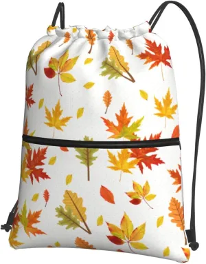 Yellowish Deciduous Leaves Classic Gym Sack Outdoor Casual Drawstring Bag