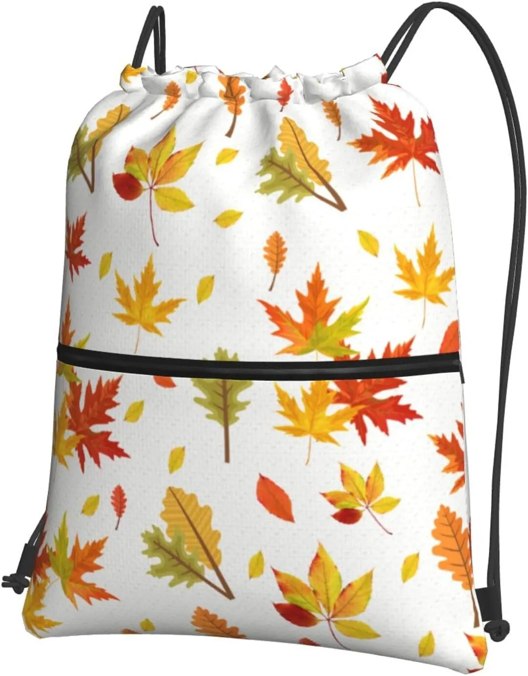 Yellowish Deciduous Leaves Classic Gym Sack Outdoor Casual Drawstring Bag