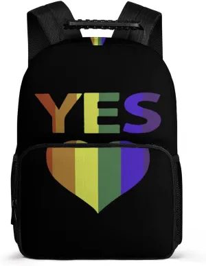 Yes Vote in Marriage Equality Gay Pride Travel Backpack Casual Daypacks Computer Shoulder Bag for Work Shopping Unisex 16 Inch
