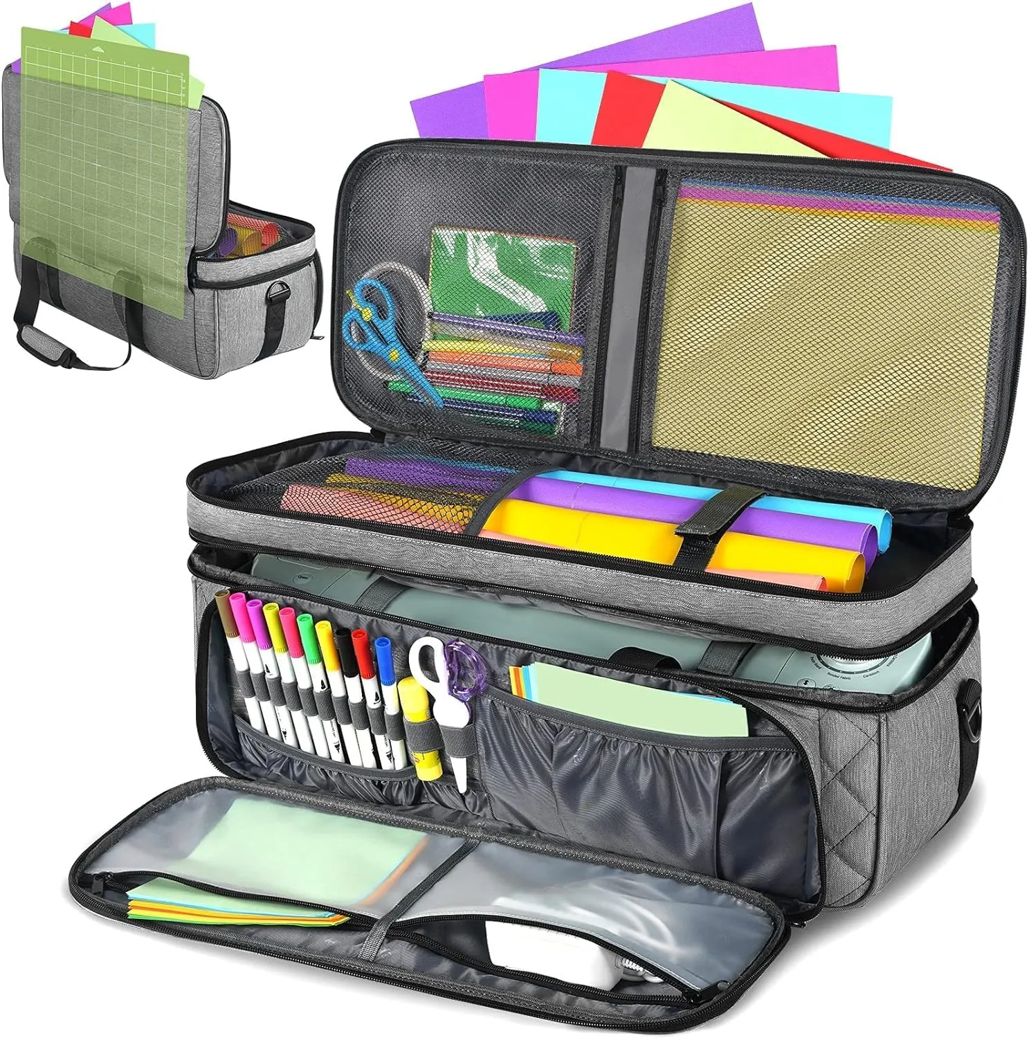 YOREPEK Carrying Case for Cricut Maker 4, Maker 3, Explore 4, Explore 3, Air 2, Die Cut Machine Dust Cover, Large Travel Bag with Cutting Mat Storage, Tote Bag for Tools Accessories, Grey