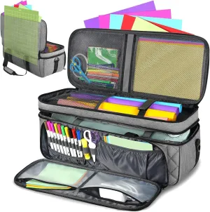 YOREPEK Carrying Case for Cricut Maker 4, Maker 3, Explore 4, Explore 3, Air 2, Die Cut Machine Dust Cover, Large Travel Bag with Cutting Mat Storage, Tote Bag for Tools Accessories, Grey