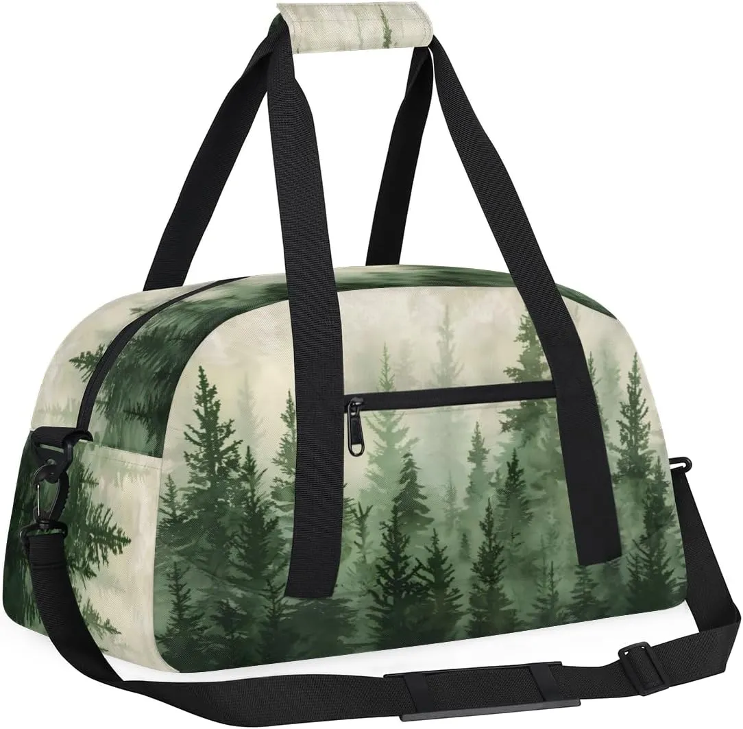 Yzrwebo Green Mountain Tree Kids Gym Sport Bag for Boys Girls, Landscape Travel Duffle Bag Gymnastics Dance Bag Teen Weekender Overnight Carry on Tote Bags