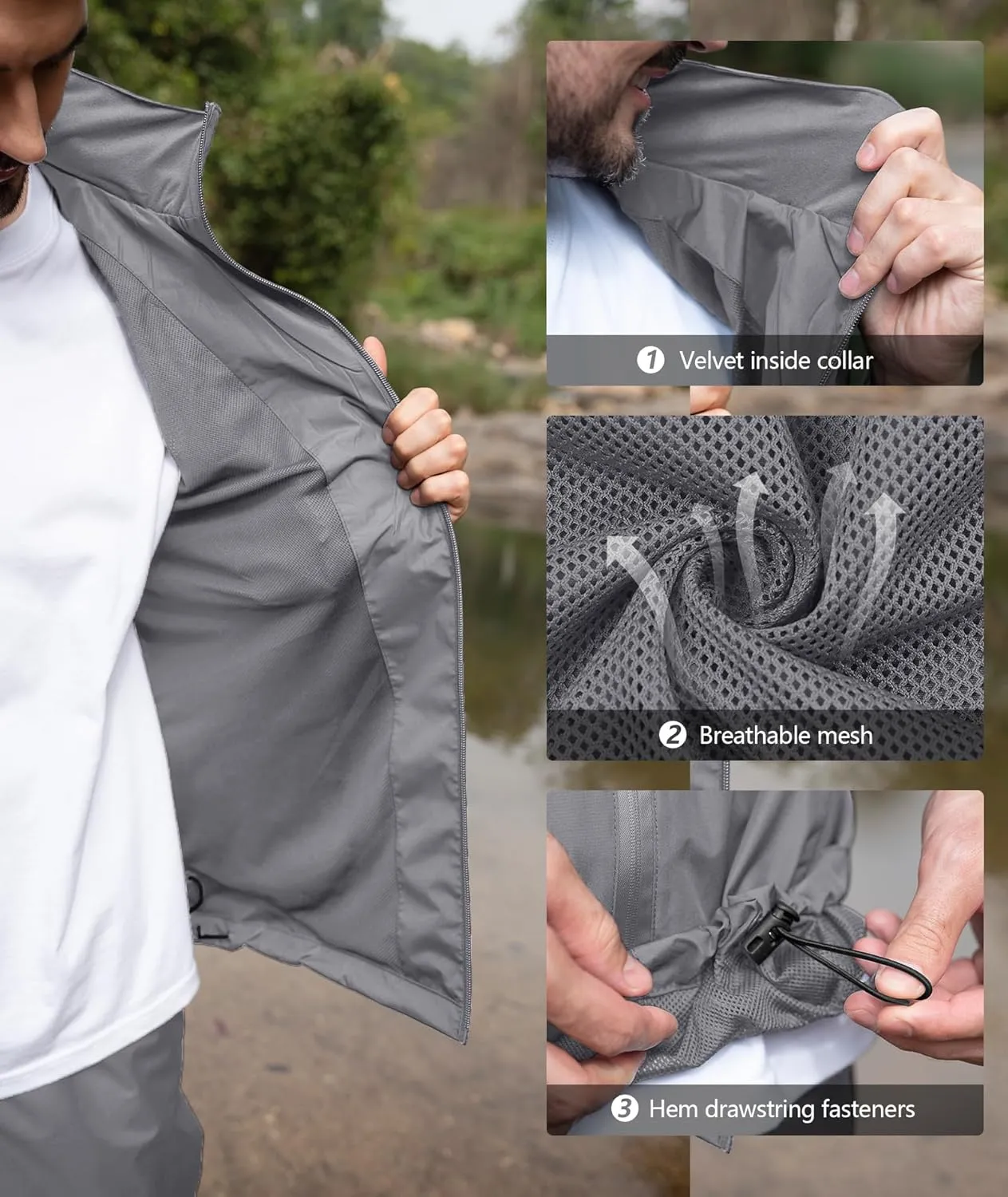 ZITY Rain Suit for Men Women Unisex Waterproof Golf Rain Gear Lightweight Breathable Mesh Waterpoof Zipper Pockets