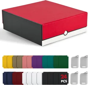 ZLCA Card Storage Box Holds 3000 , Deck Storage Case with 4 Stoppers, Card Organizer for TCG MTG PTCG(Red&White)