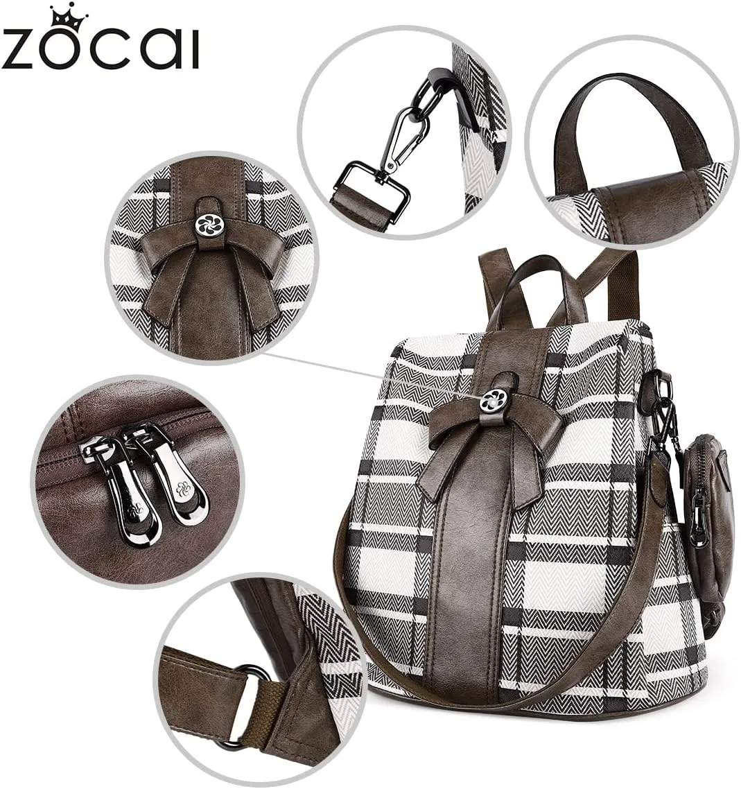 ZOCAI Backpack Purse for Women Fashion Backpack Purses PU Leather Daypacks Anti-Theft Shoulder Bag Satchel Purse