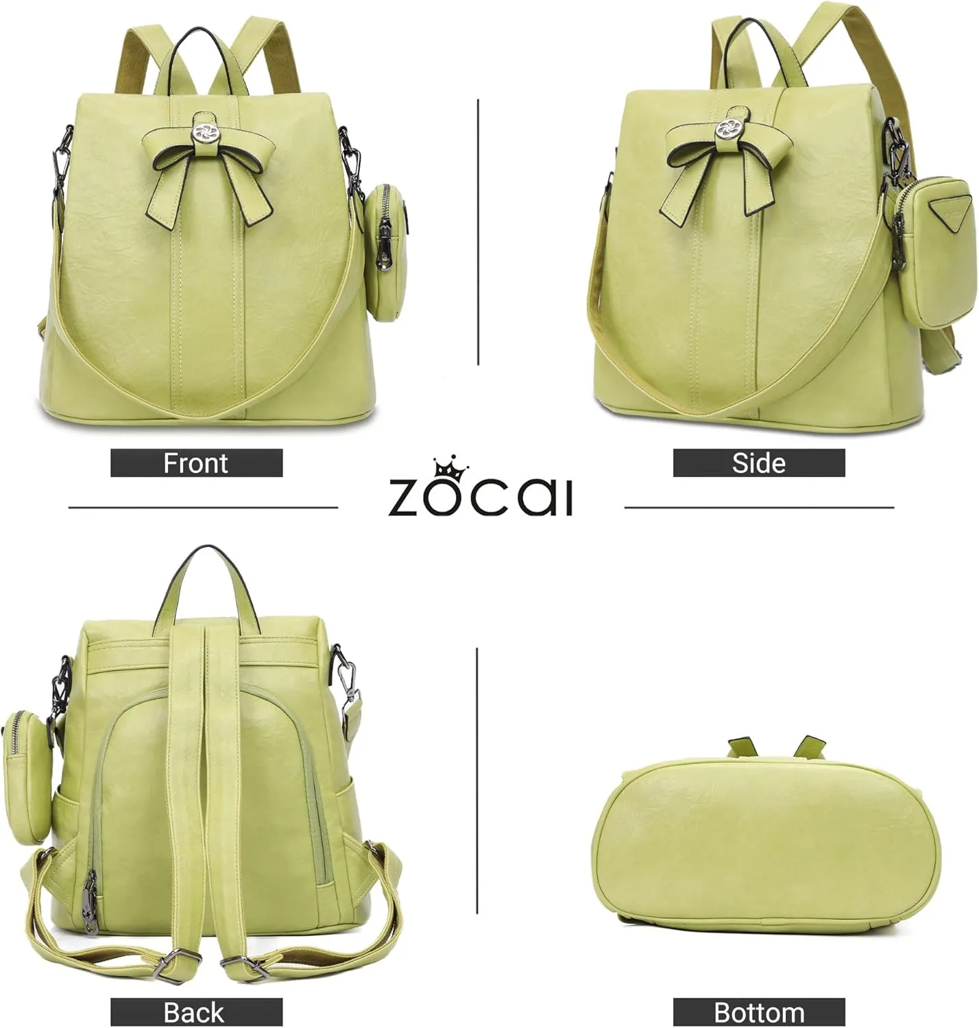 ZOCAI Backpack Purse for Women Fashion Backpack Purses PU Leather Daypacks Anti-Theft Shoulder Bag Satchel Purse