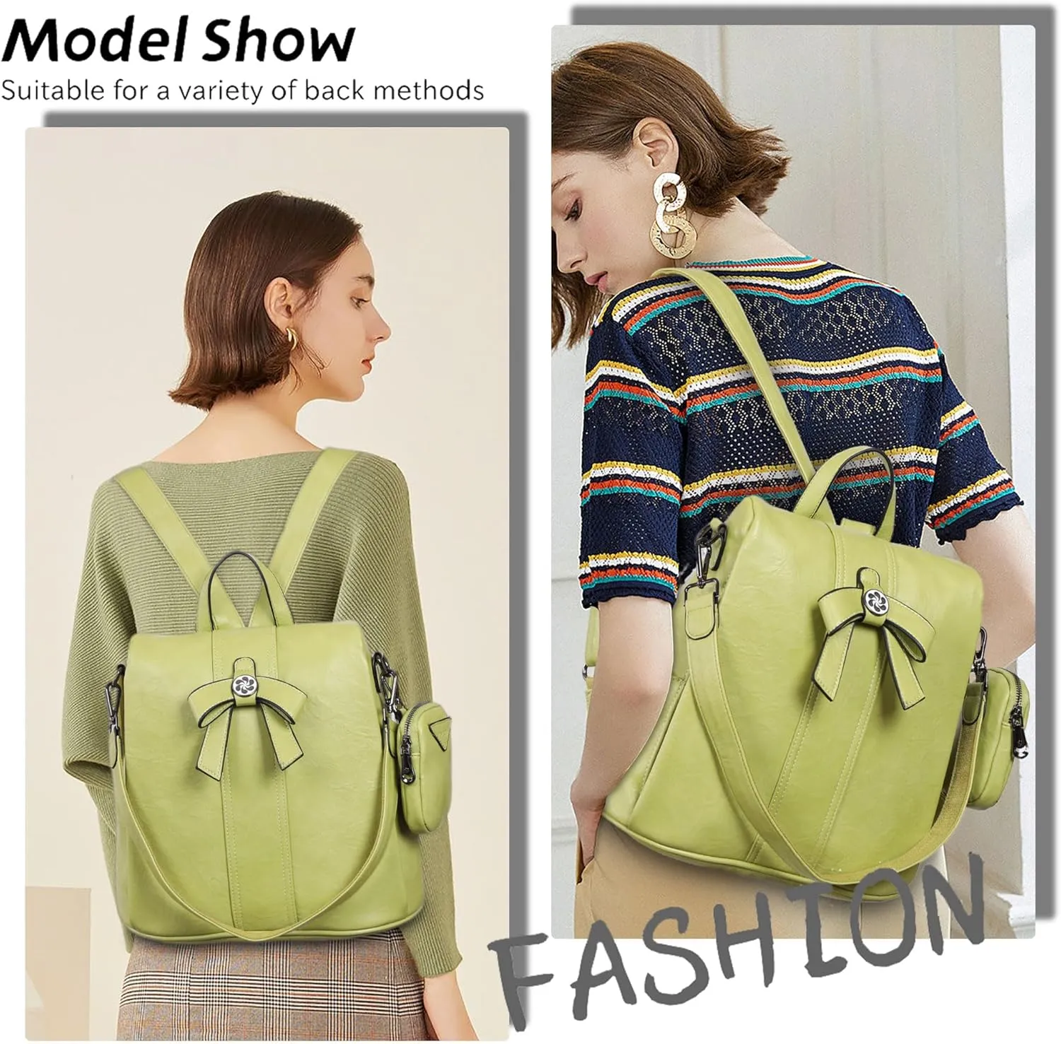 ZOCAI Backpack Purse for Women Fashion Backpack Purses PU Leather Daypacks Anti-Theft Shoulder Bag Satchel Purse
