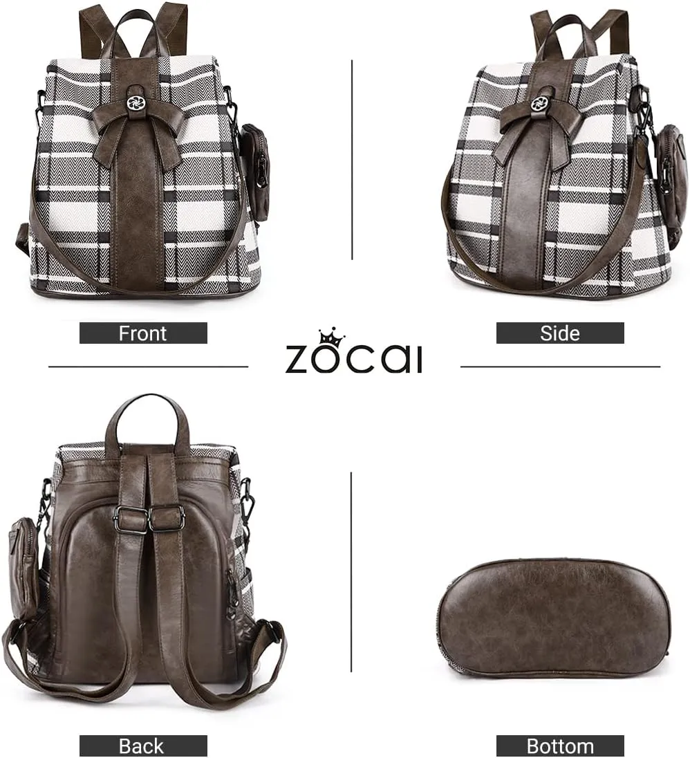 ZOCAI Backpack Purse for Women Fashion Backpack Purses PU Leather Daypacks Anti-Theft Shoulder Bag Satchel Purse