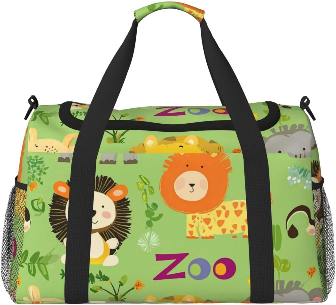 Zoo Duffle Bag for Travel Lion Tiger Sports Gym Tote Carry On Bag Large Shoulder Weekend Overnight for Workout