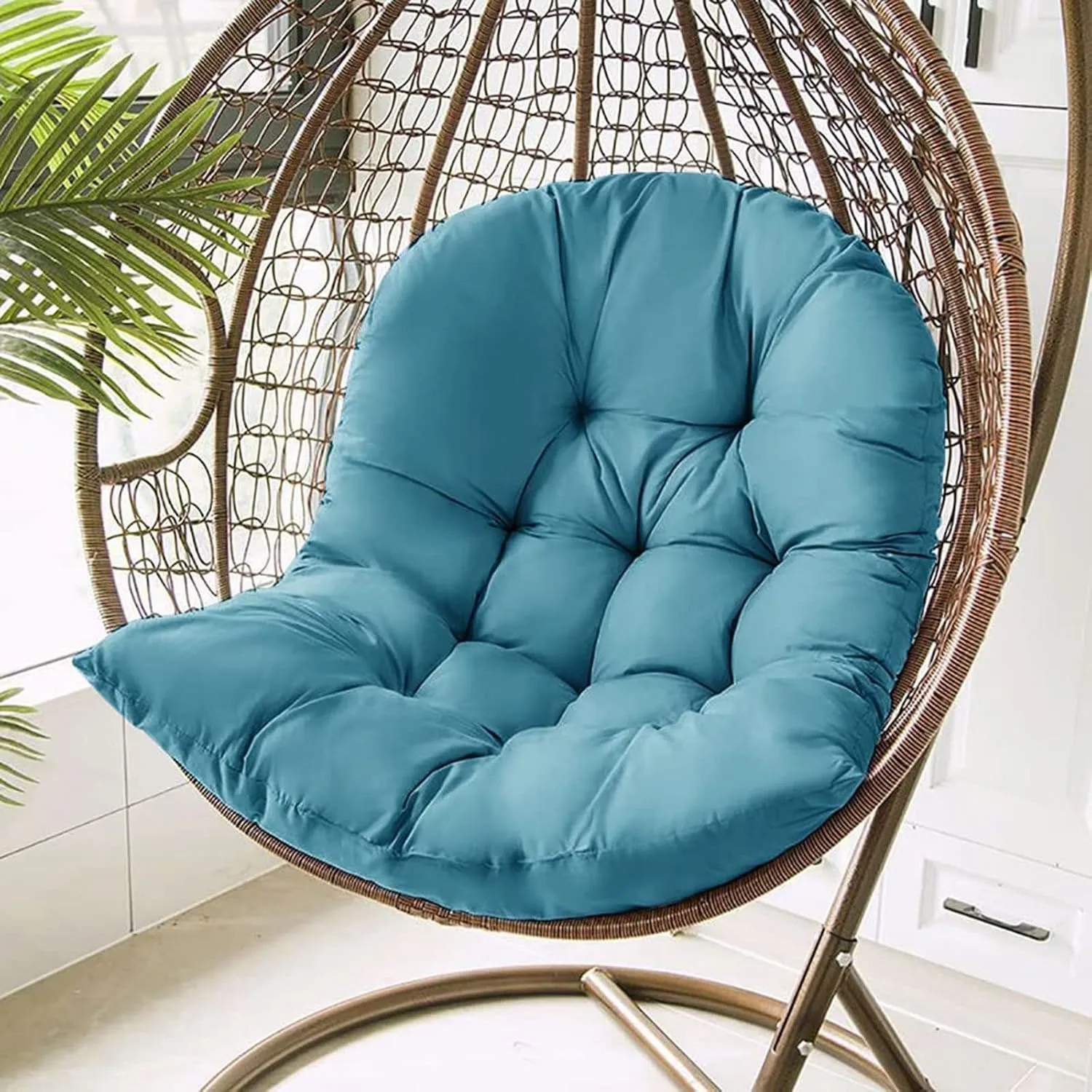 ZTGL Hanging Basket Seat Cushion, Thicken Hanging Egg Chair Cushion, Waterproof Basket Chair Cushion for Patio Garden, Outdoor Basket Egg Chair Seat Pads Back Cushion,Brown
