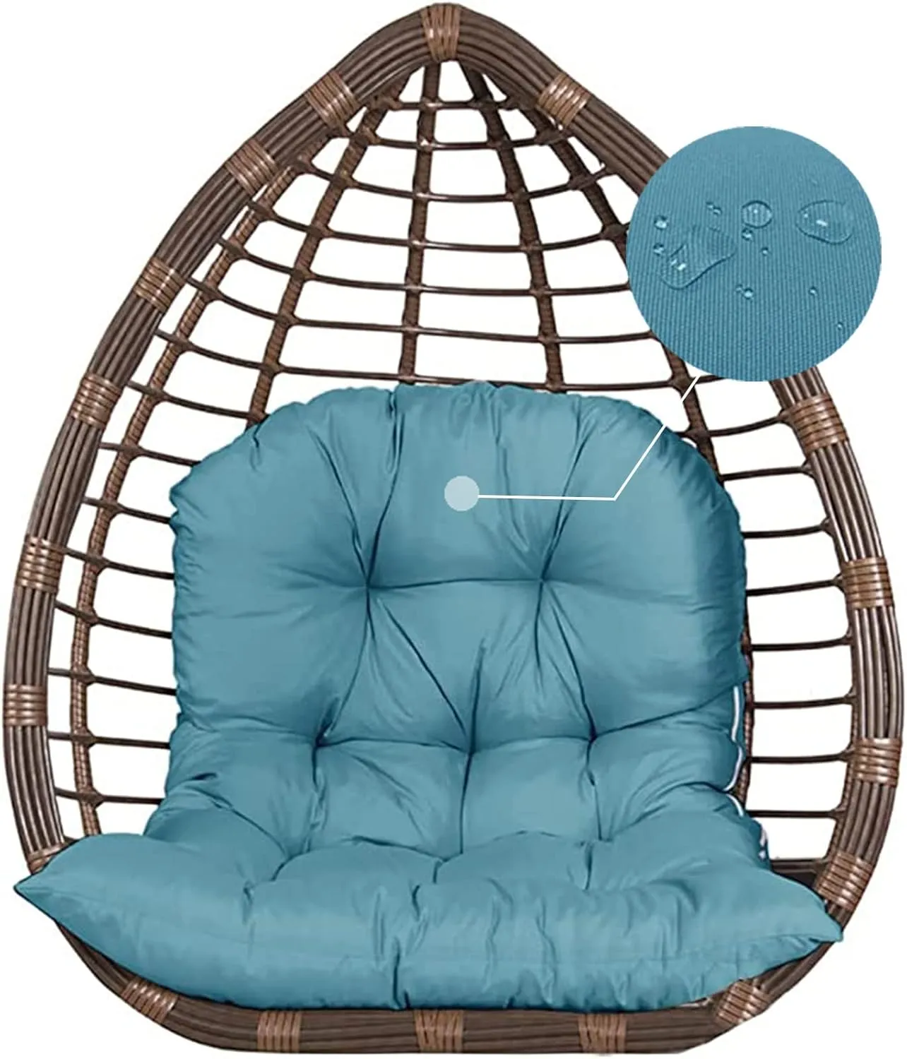 ZTGL Hanging Basket Seat Cushion, Thicken Hanging Egg Chair Cushion, Waterproof Basket Chair Cushion for Patio Garden, Outdoor Basket Egg Chair Seat Pads Back Cushion,Brown