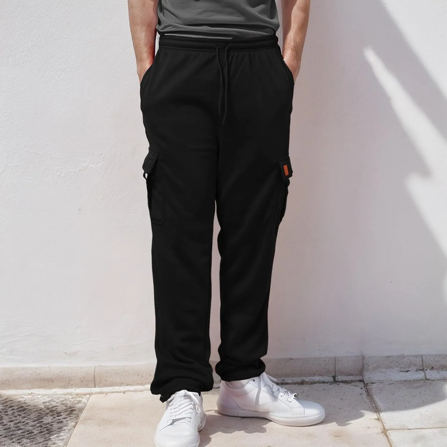ZYXTIM Mens Cargo Joggers Combat Work Trousers Plus Size Elastic Waist Running Sport Sweatpants Big&Tall Drawstring Pants